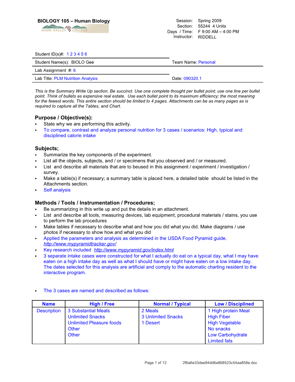 Biology 218 Human Anatomy - RIDDELL s1