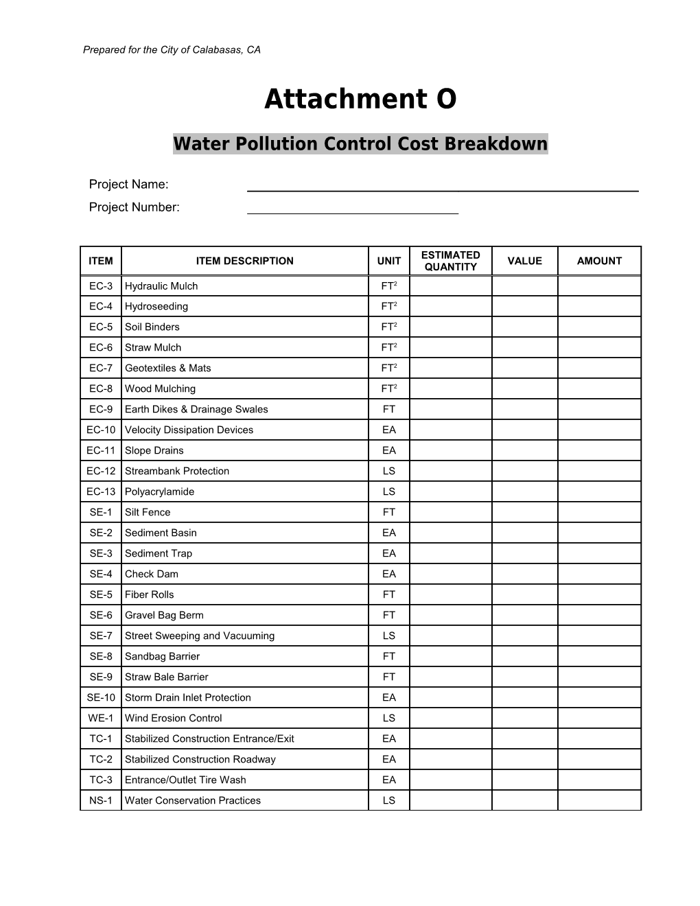 Water Pollution Control Cost Breakdown