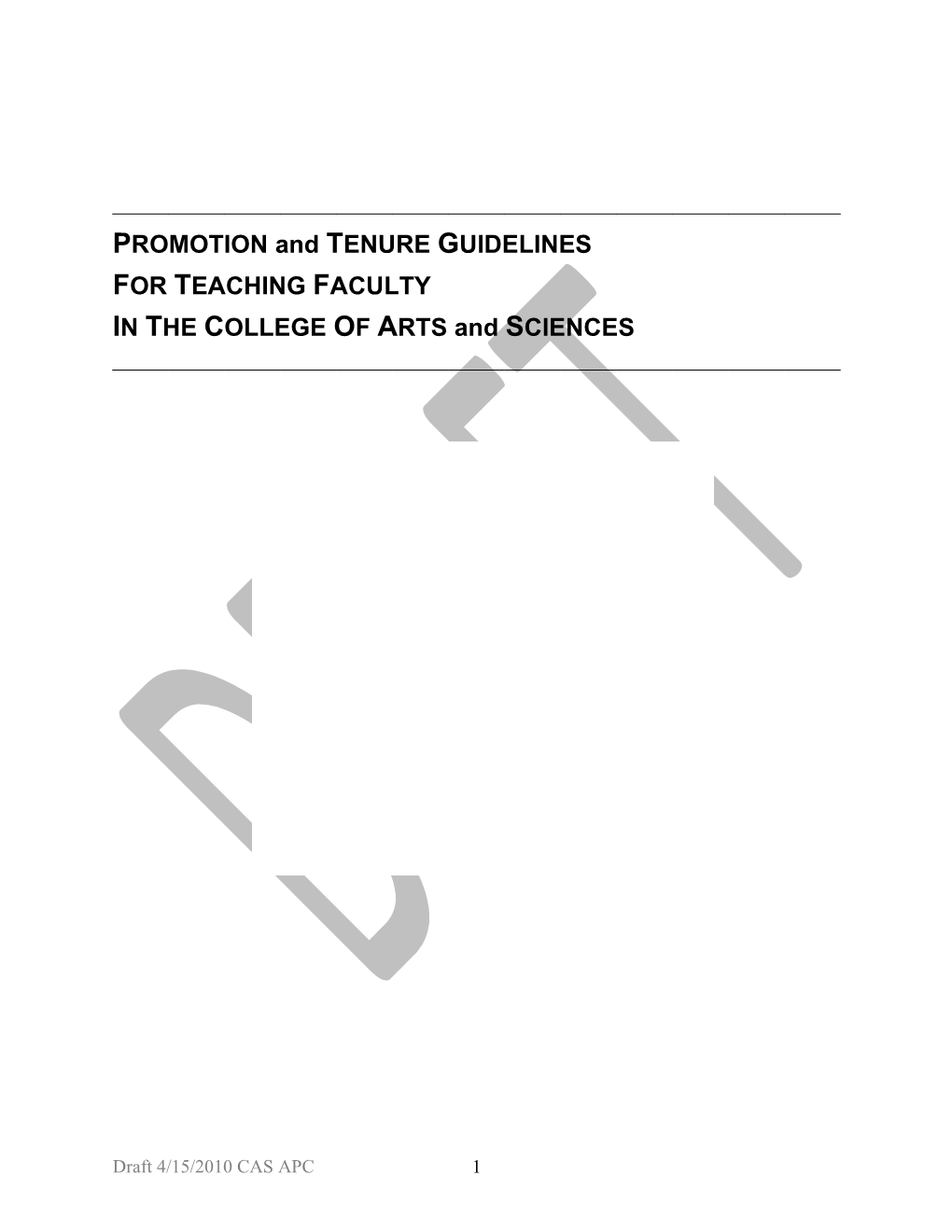 CAS Guidelines for Promotion and Tenure