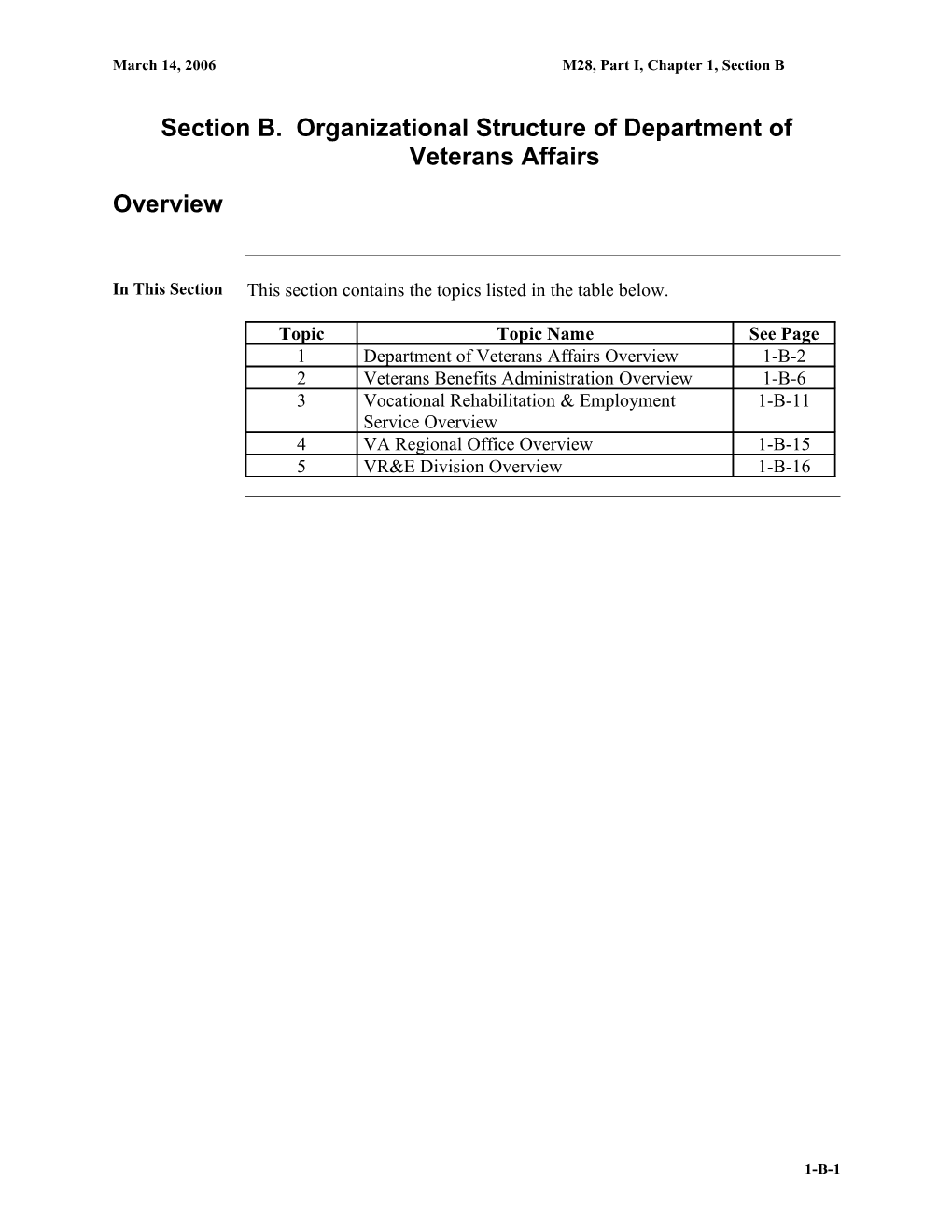 M28, Part 1, Chapter 1, Section B