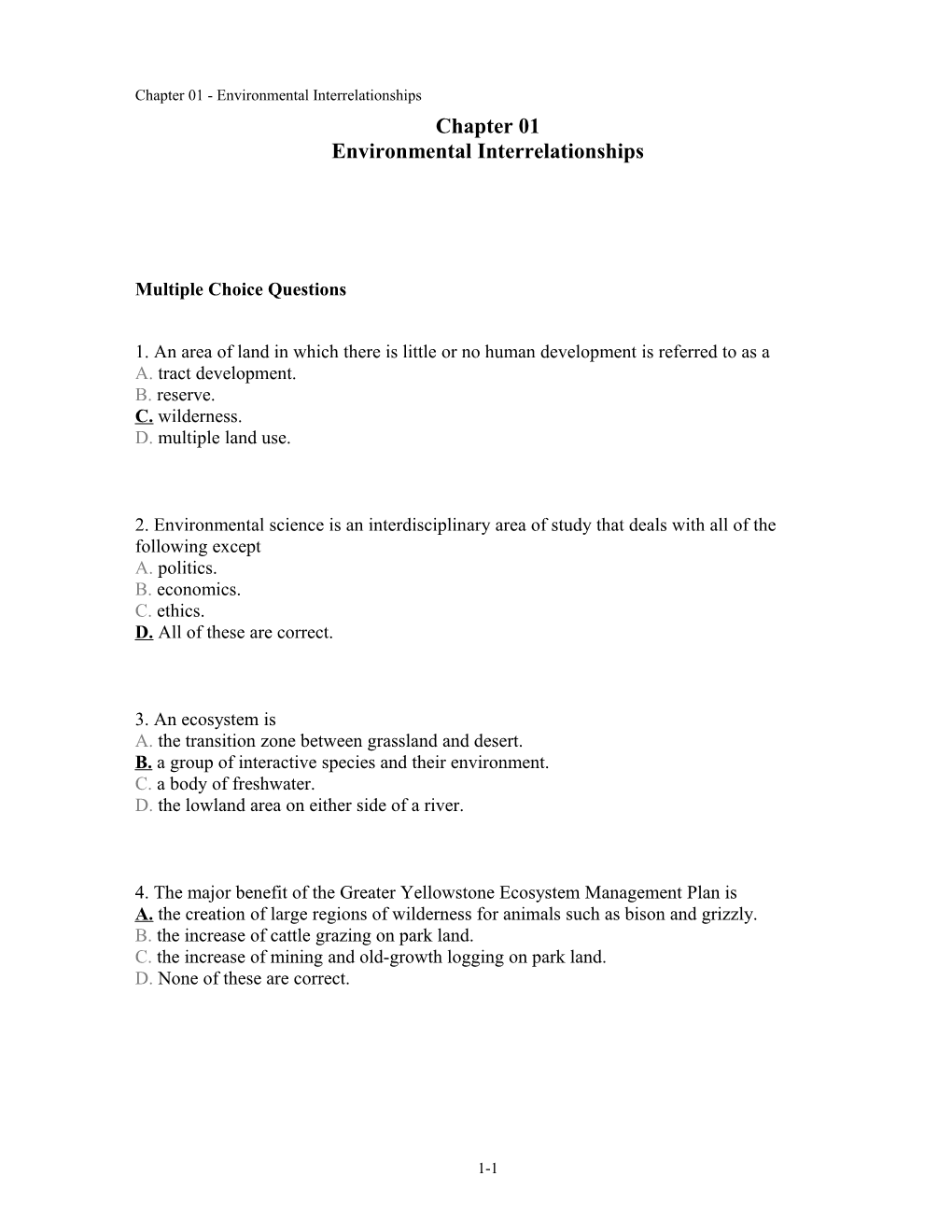 Chapter 01 Environmental Interrelationships