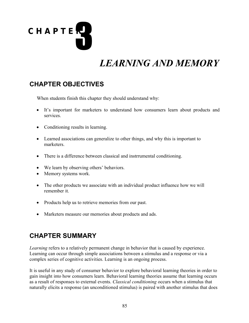 Chapter 3 Learning and Memory