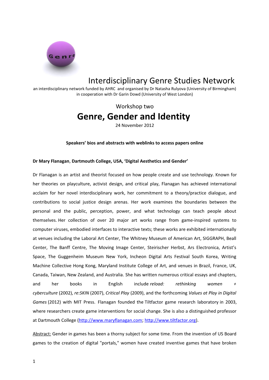 Genre, Gender and Identity