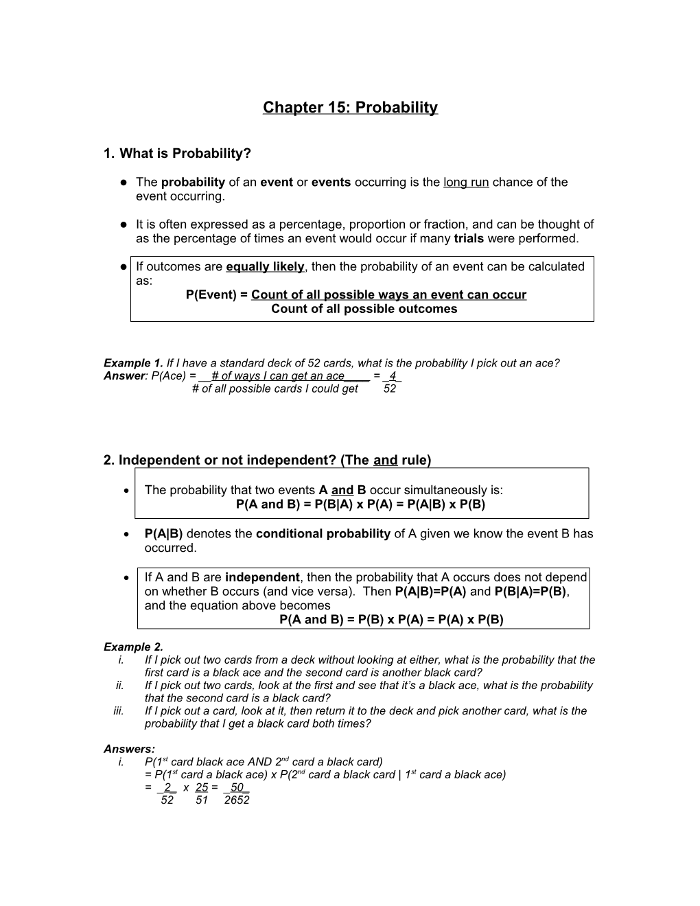 Chapter 15: Probability