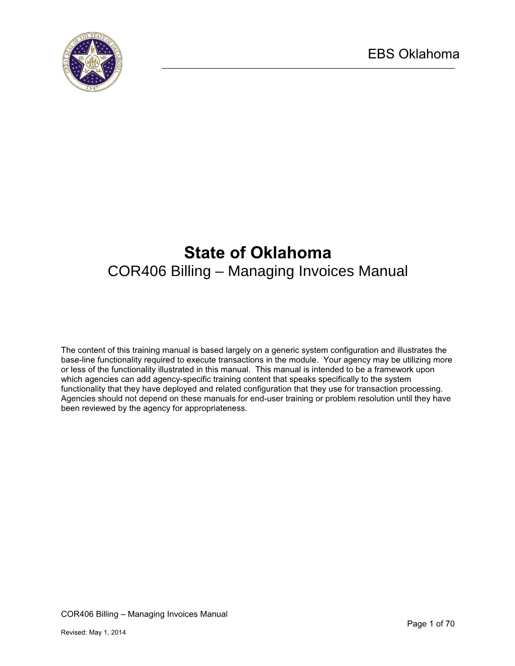 COR406 Billing Managing Invoices Manual