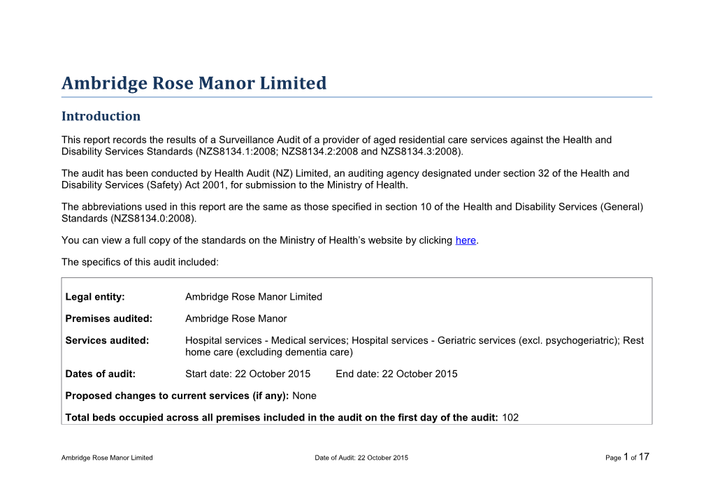 Ambridge Rose Manor Limited