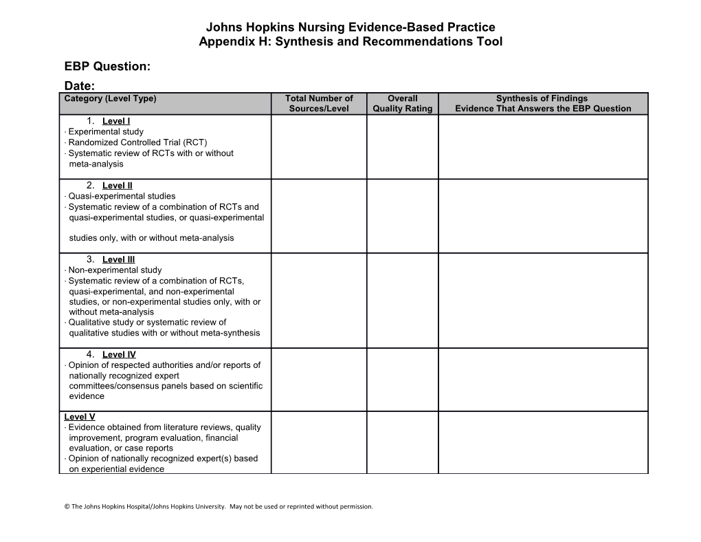 Overall Evidence Summation