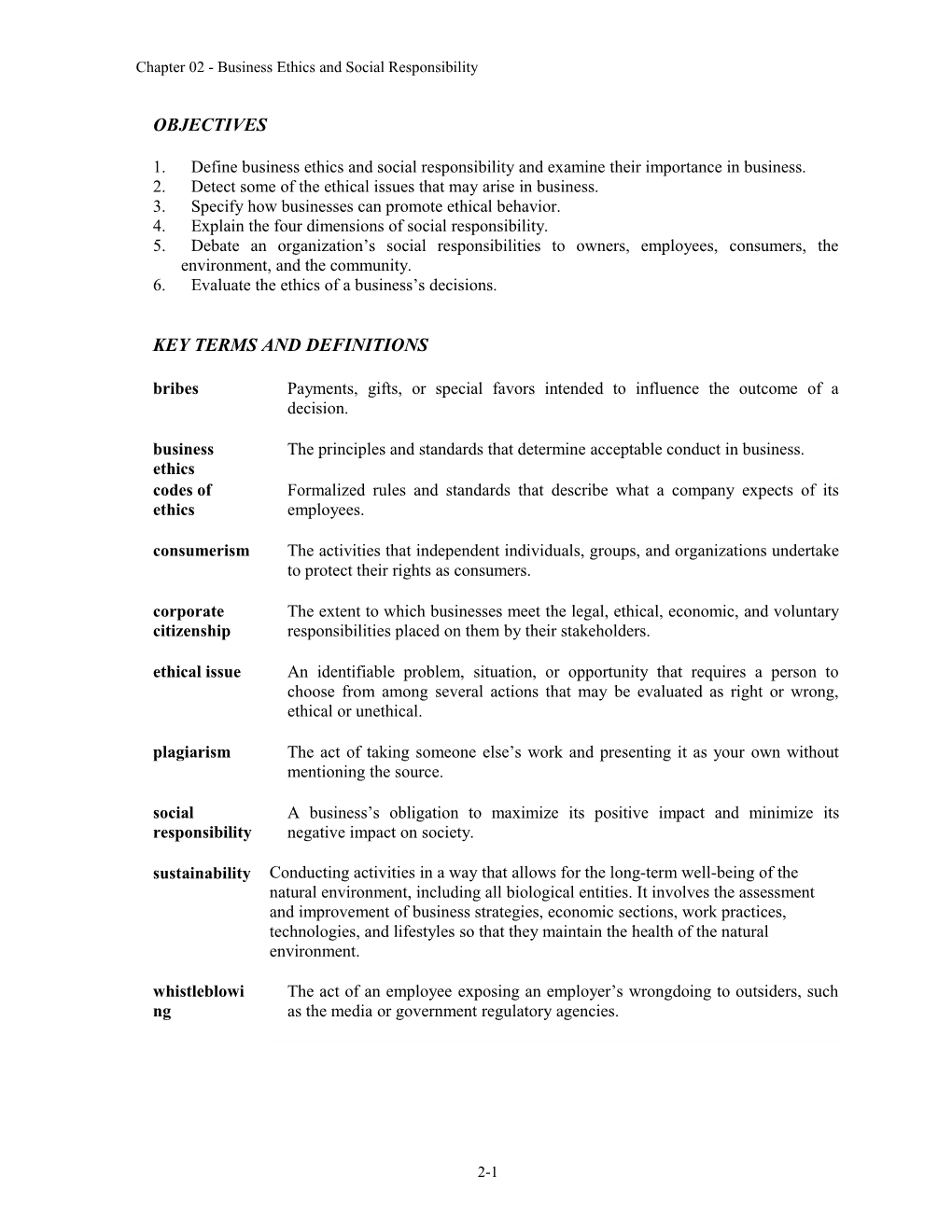 Chapter 02 - Business Ethics and Social Responsibility s1