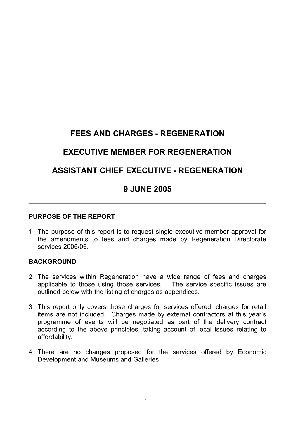 Fees and Charges - Regeneration
