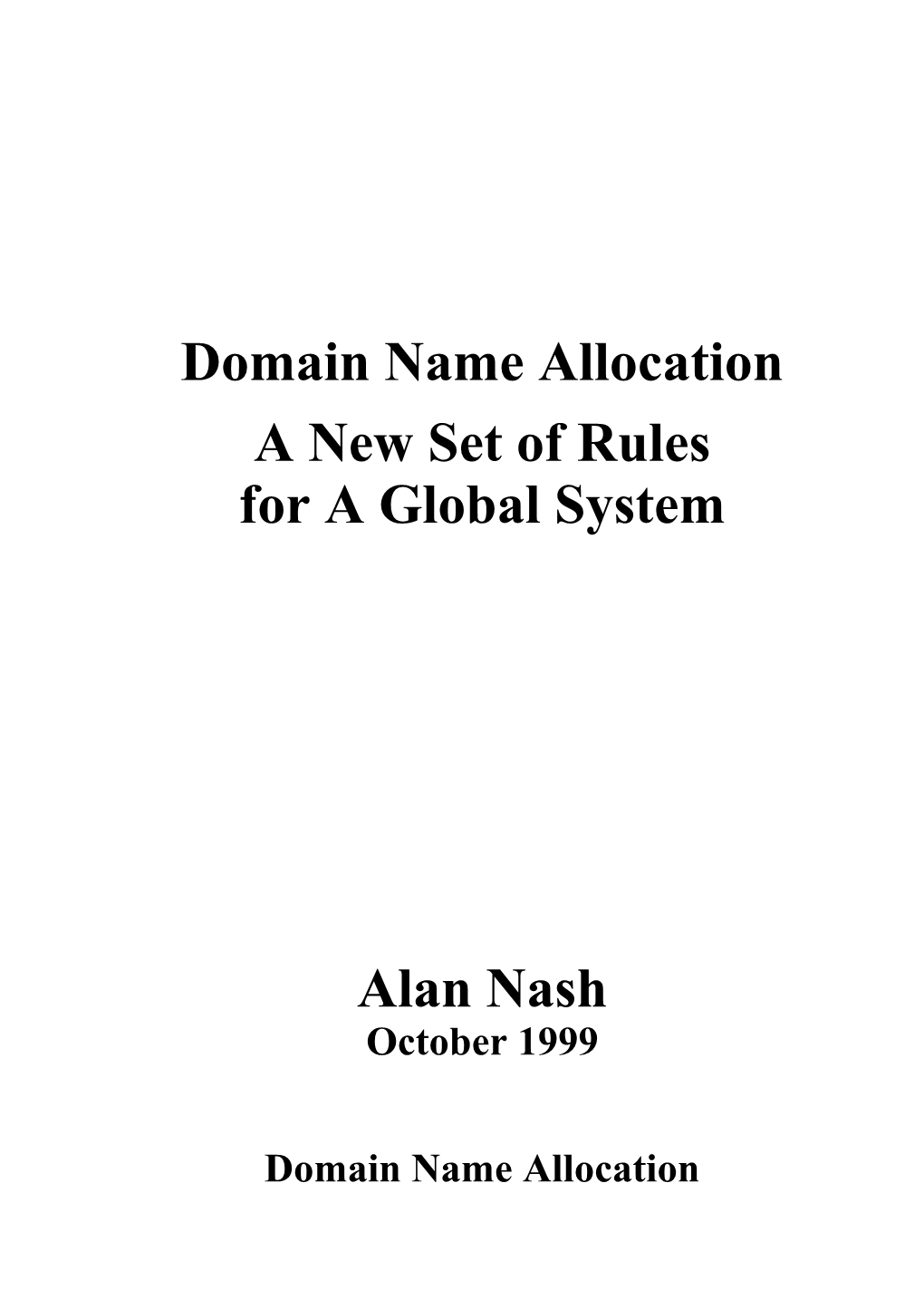 Domain Name Allocation