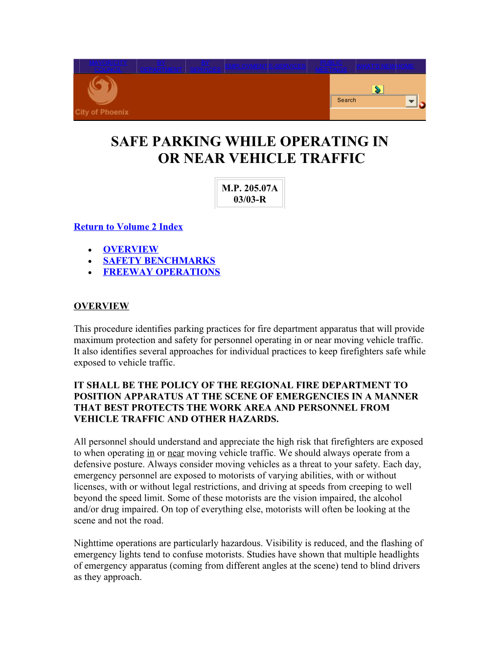 Safe Parking While Operating Inor Near Vehicle Traffic