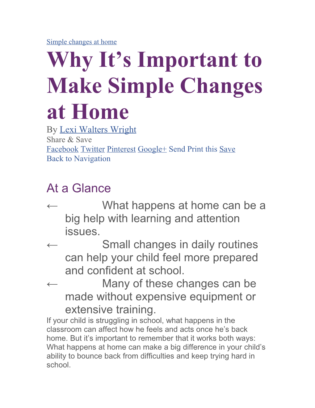 Why It S Important to Make Simple Changes at Home