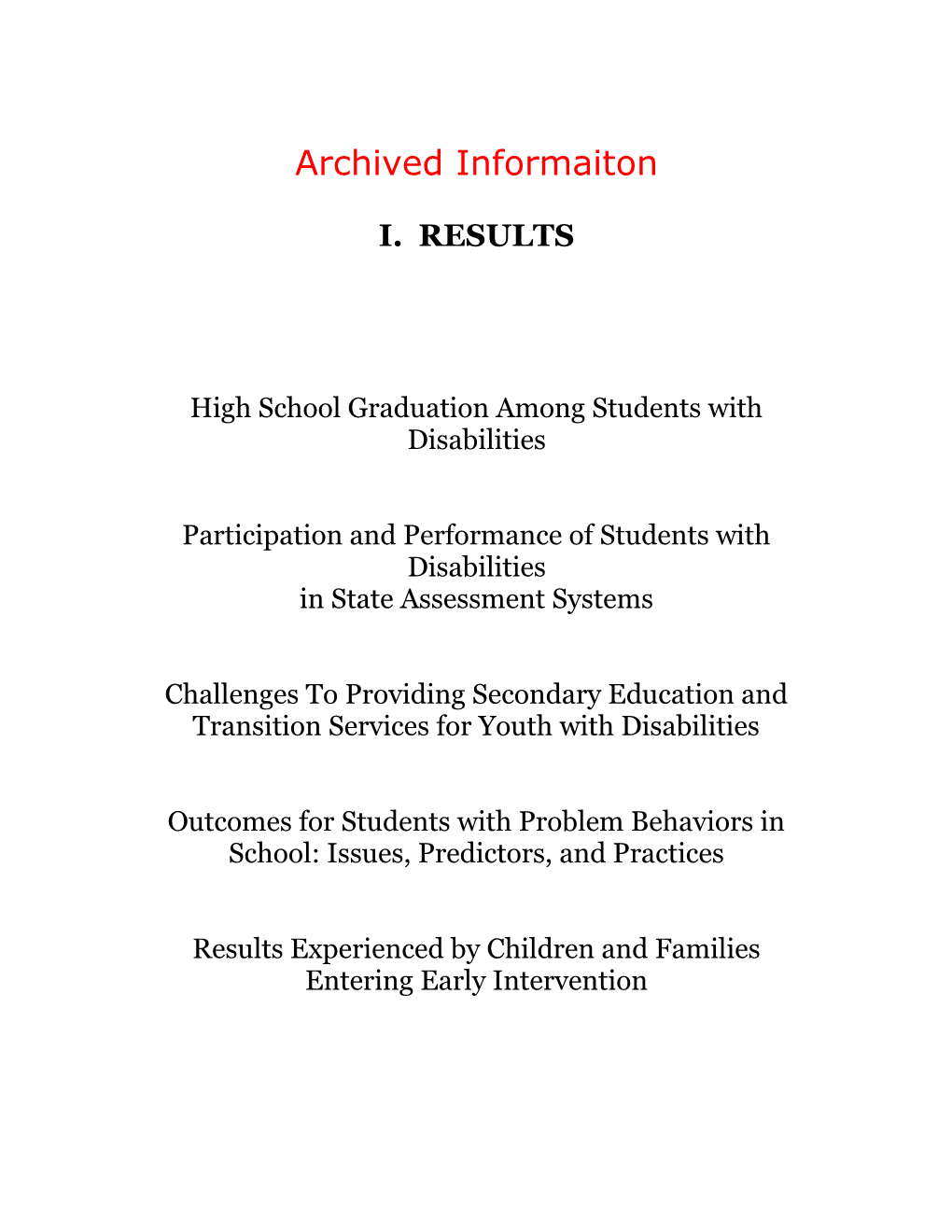 Archived: Current Challenges Facing the Future of Secondary Education and Transition Services