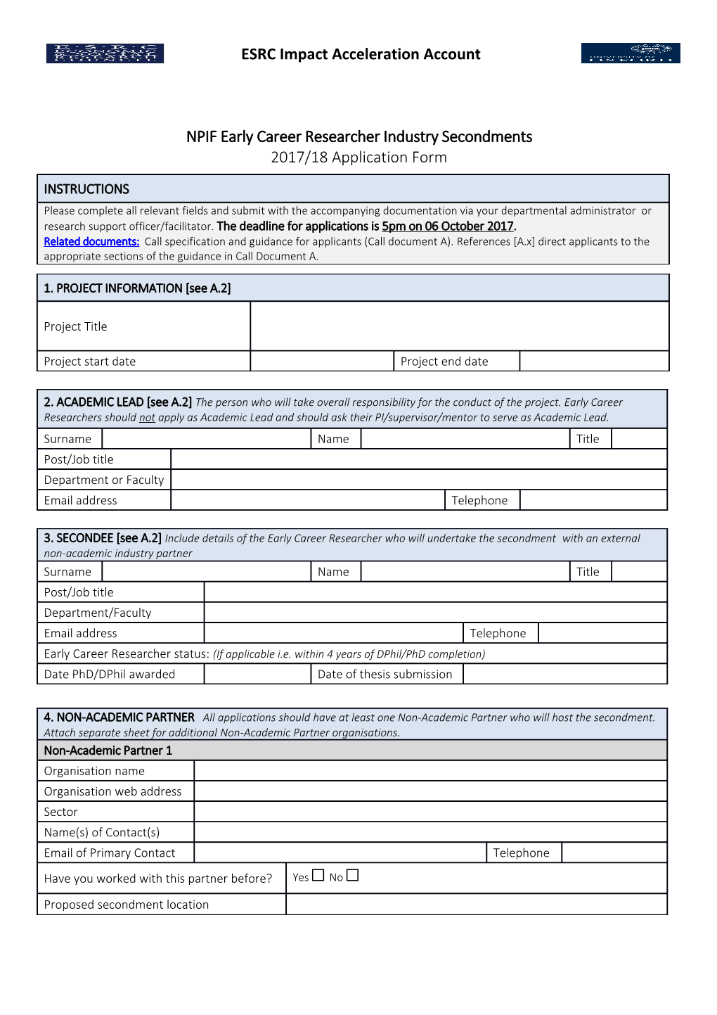 CLOSED - ESRC IAA Application Form