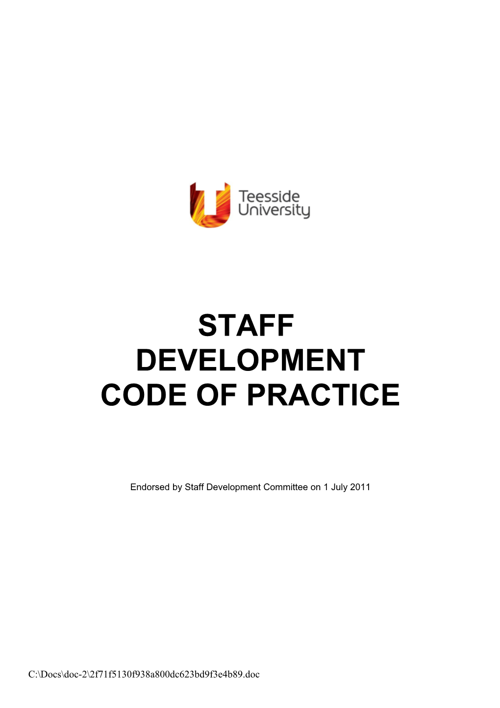 University of Teesside - Staff Development Policy