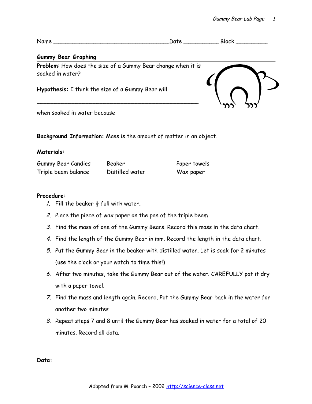 Gummy Bear Graphing