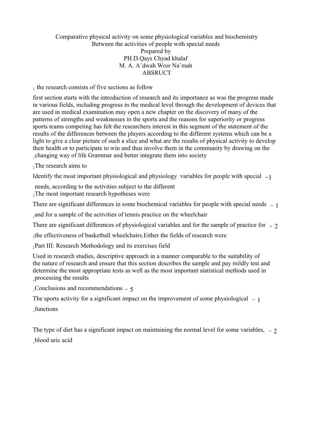 Comparative Physical Activity on Some Physiological Variables and Biochemistry