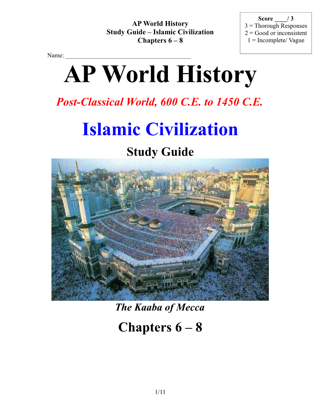 Study Guide Islamic Civilization