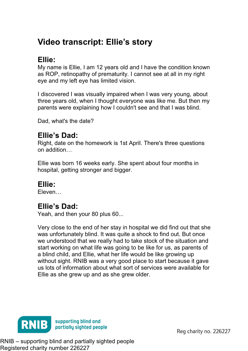 Ellie's Story Transcript