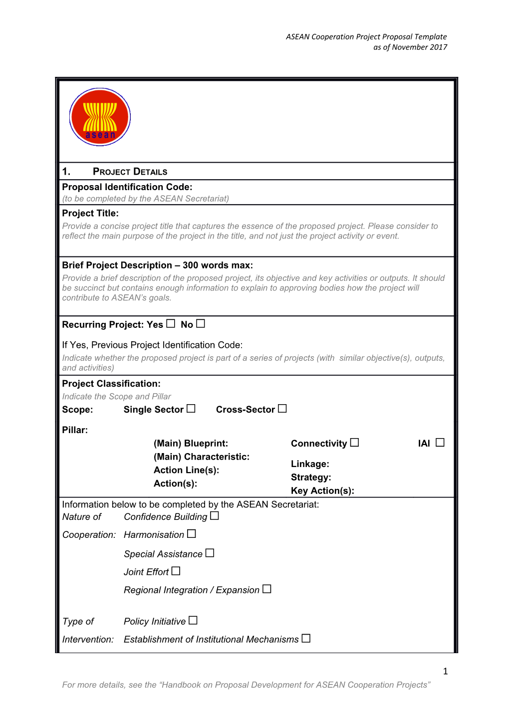 ASEAN Cooperation Project Proposaltemplate