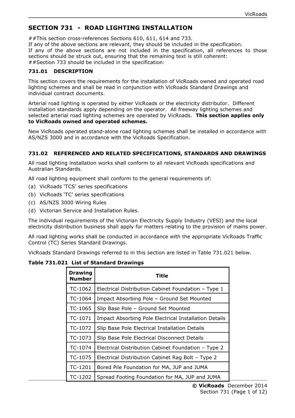 Section731 - Road Lighting Installation