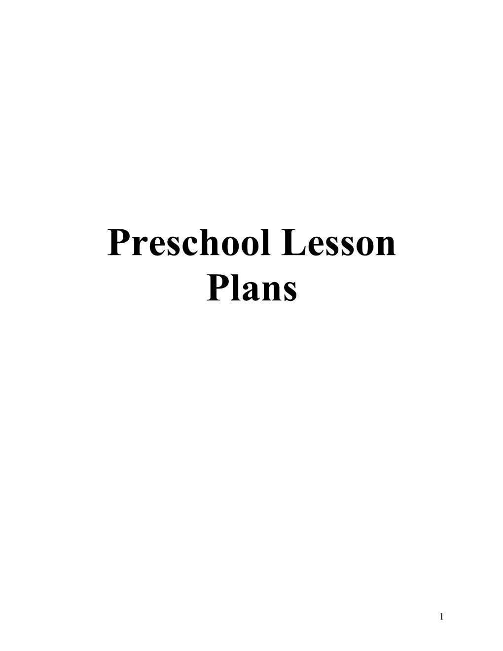 Preschool Lesson