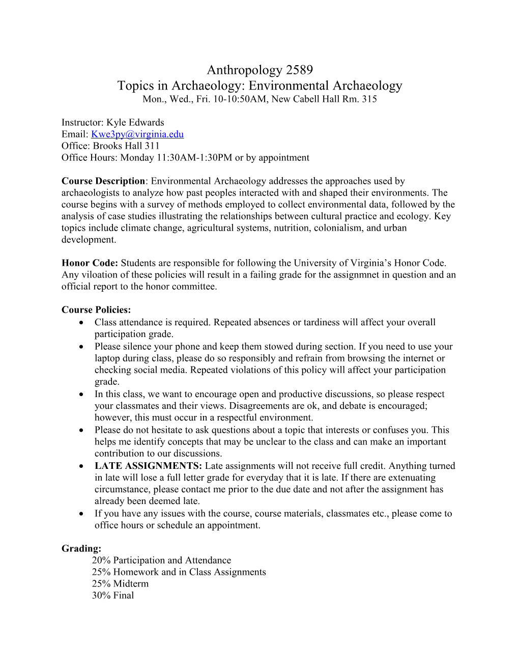 Topics in Archaeology: Environmental Archaeology