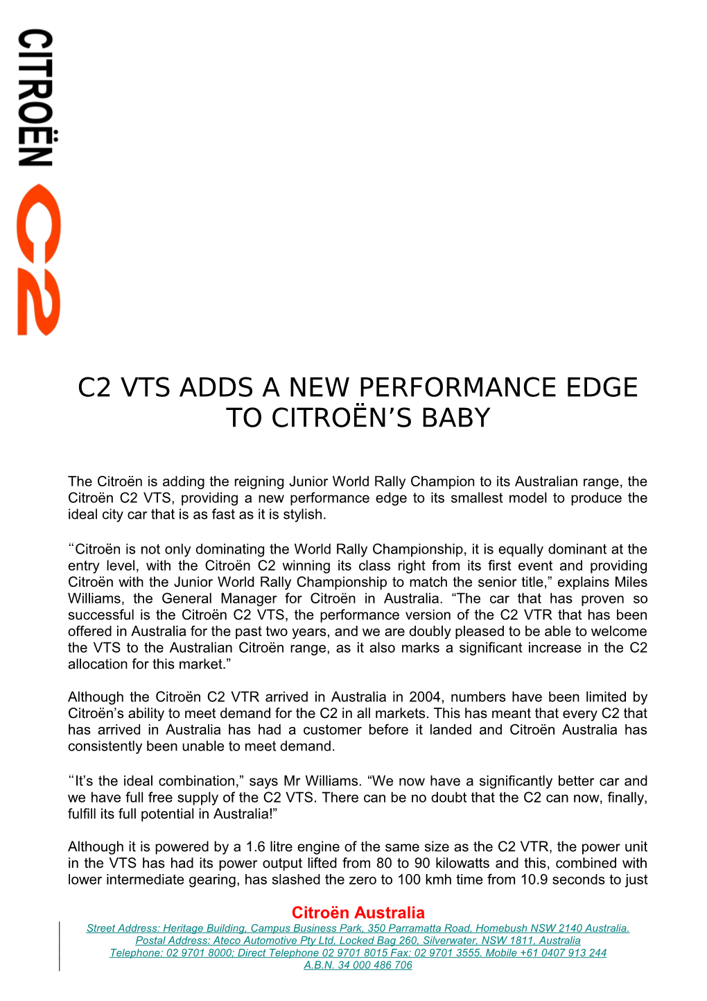 C2 Vts Adds a New Performance Edge to Citroën S Baby