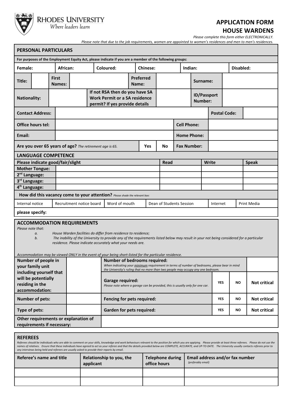 Please Complete This Form Either ELECTRONICALLY