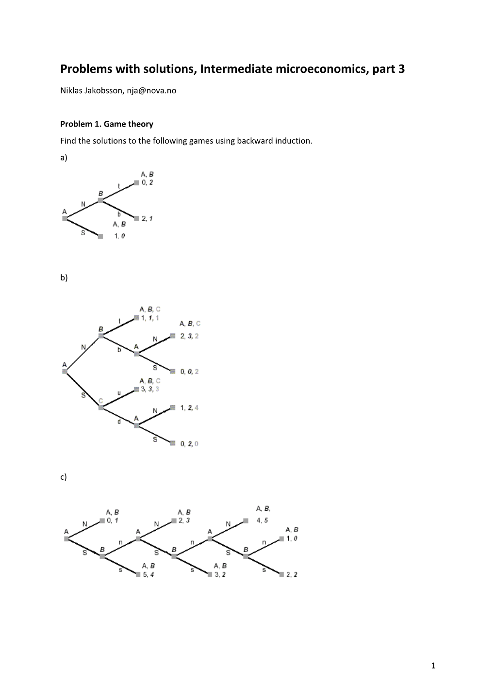 Problems with Solutions, Intermediate Microeconomics