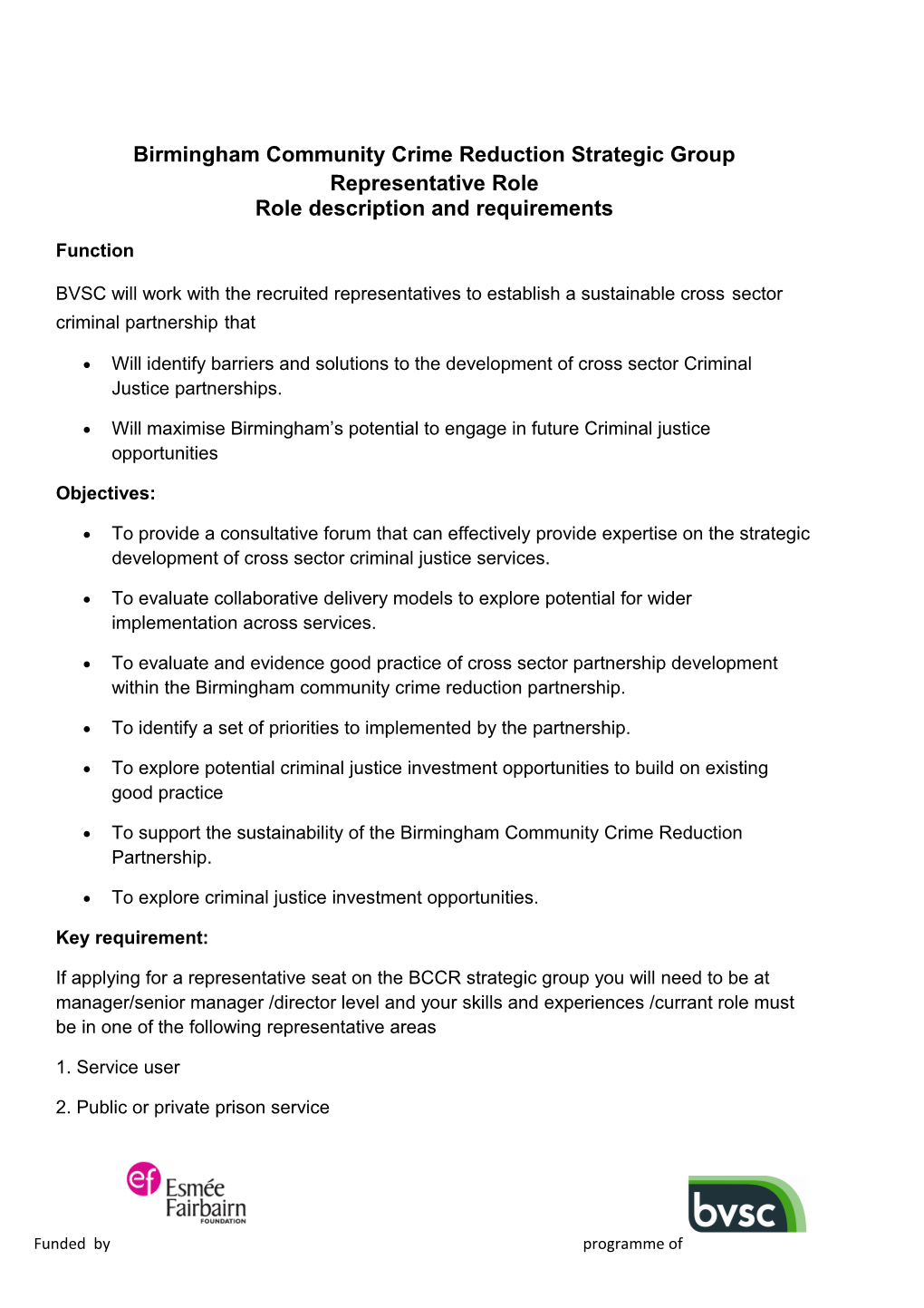 Birmingham Community Crime Reduction Strategic Group