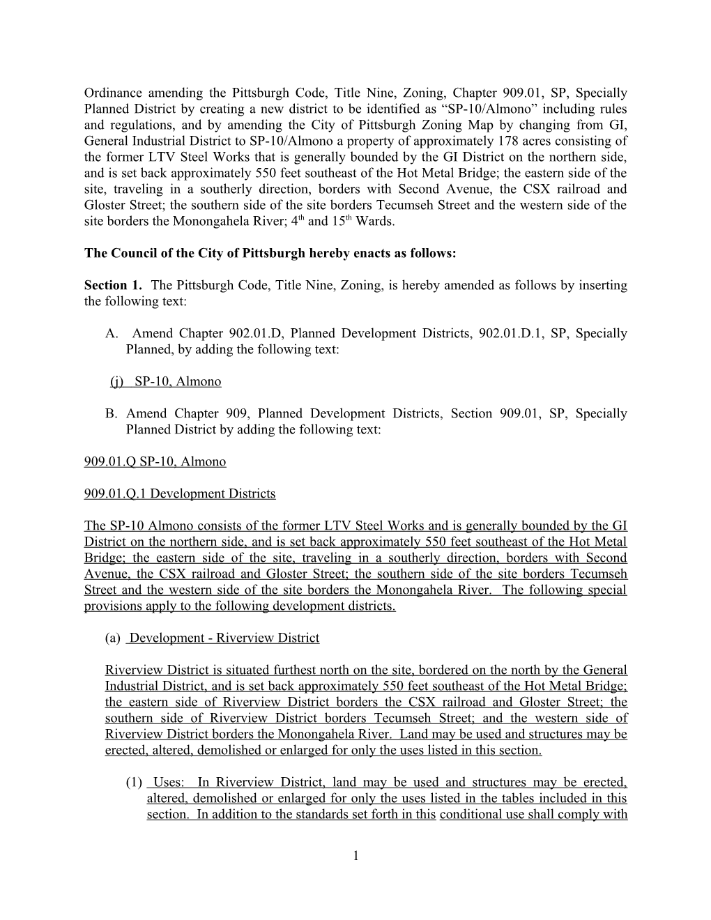 Almono SP Ordinance Text (Final Submitted Version - Clean) (B1171562;3)