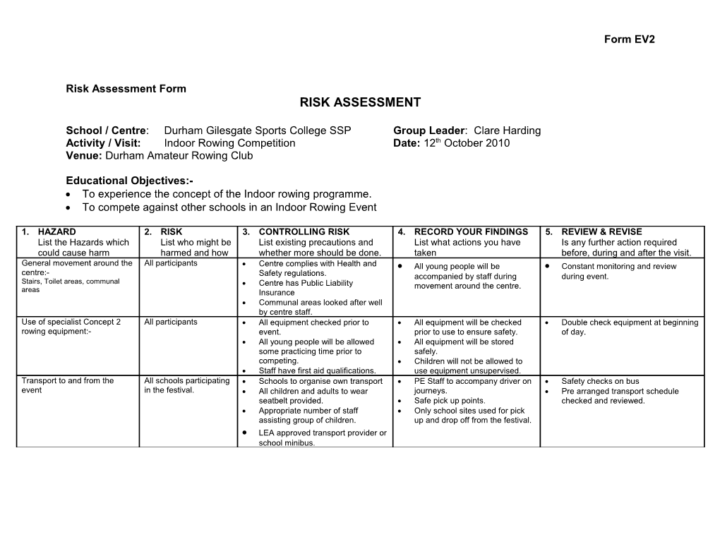Risk Assessment Form s6