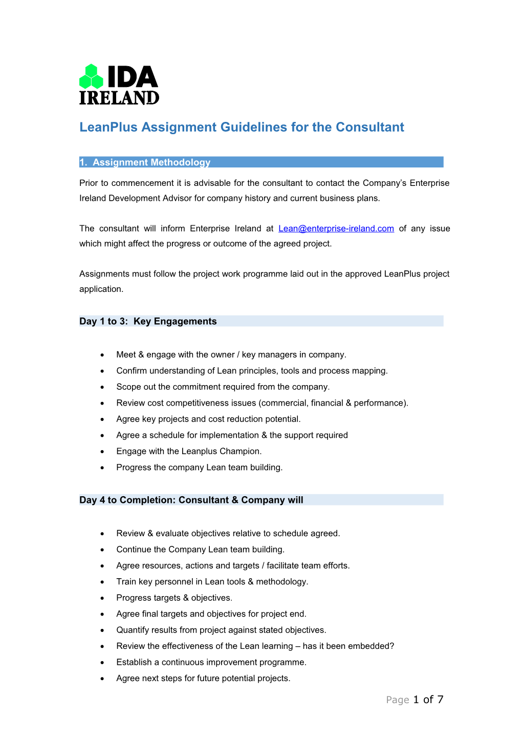 Leanplus Assignment Guidelinesfor the Consultant