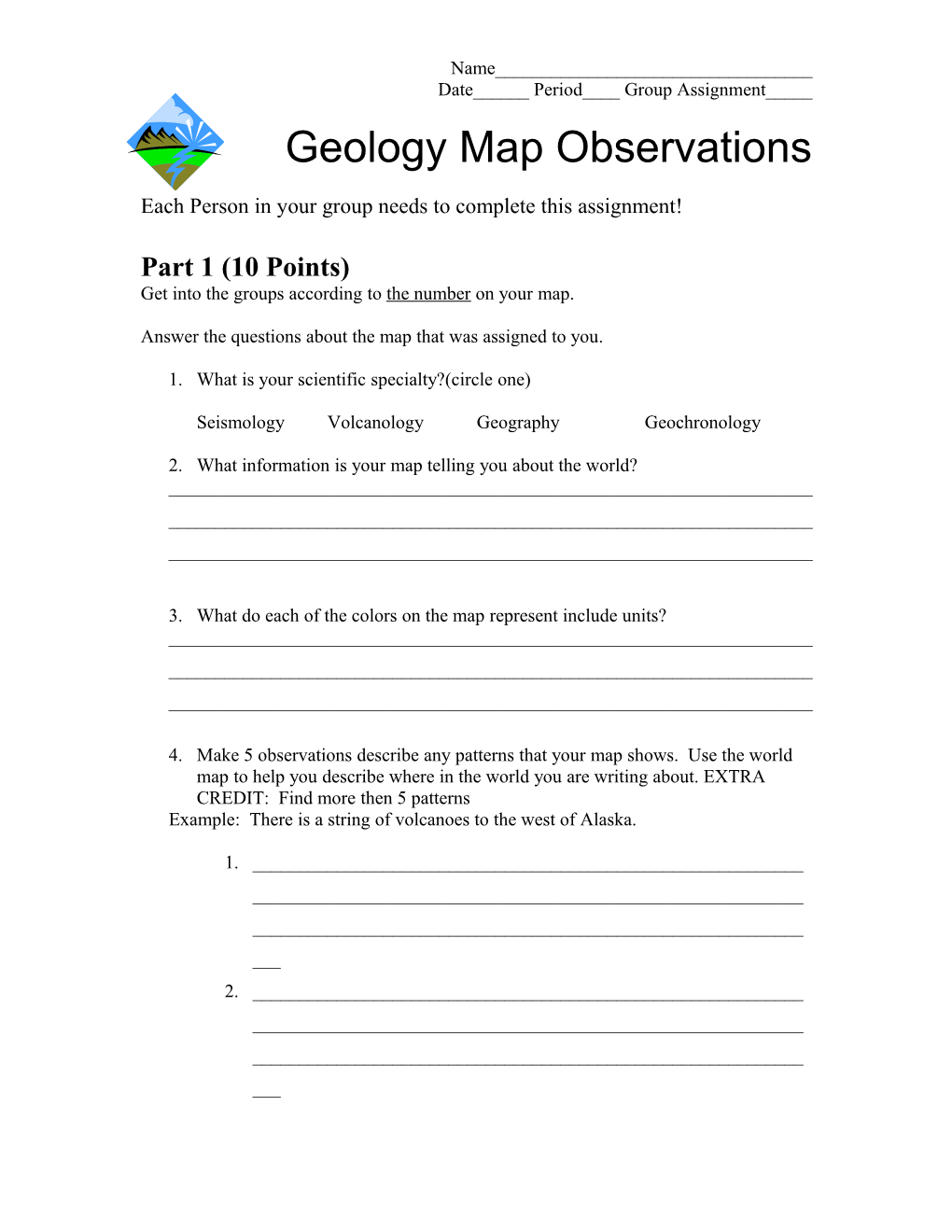 Geology Map Observations