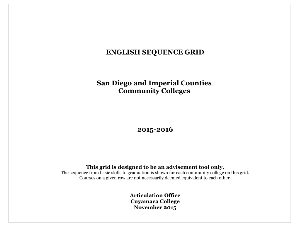 English Sequence Grid