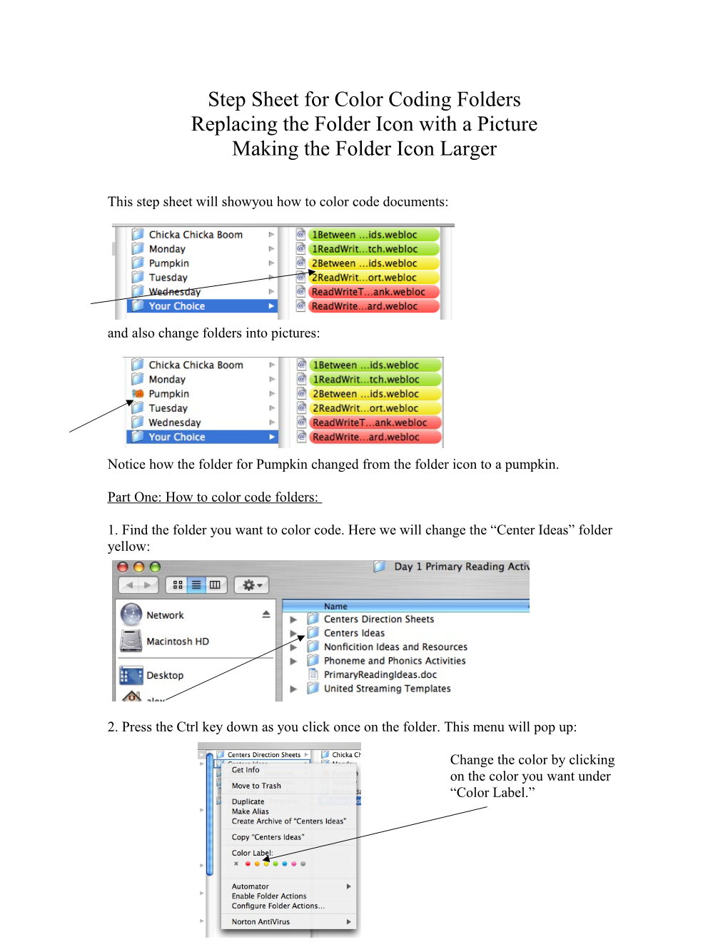 Step Sheet for Color Coding and Replacing the Folder Icon with a Picture