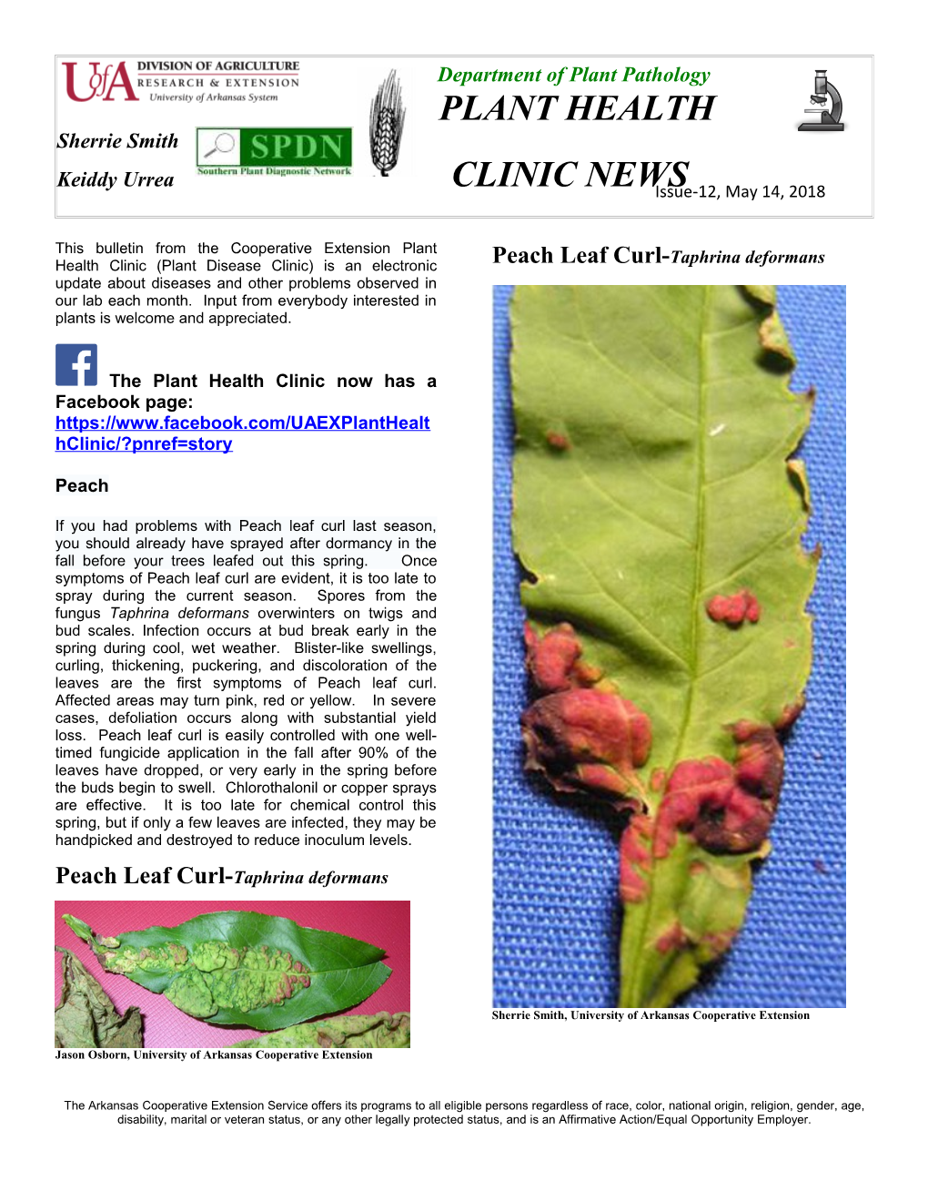 Plant Health Clinic Newsletter-Issue 12, 2018