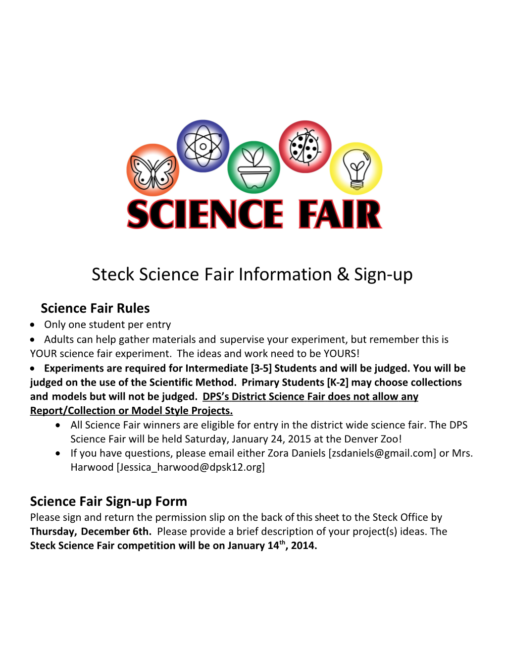 Steck Science Fair Information & Sign-Up