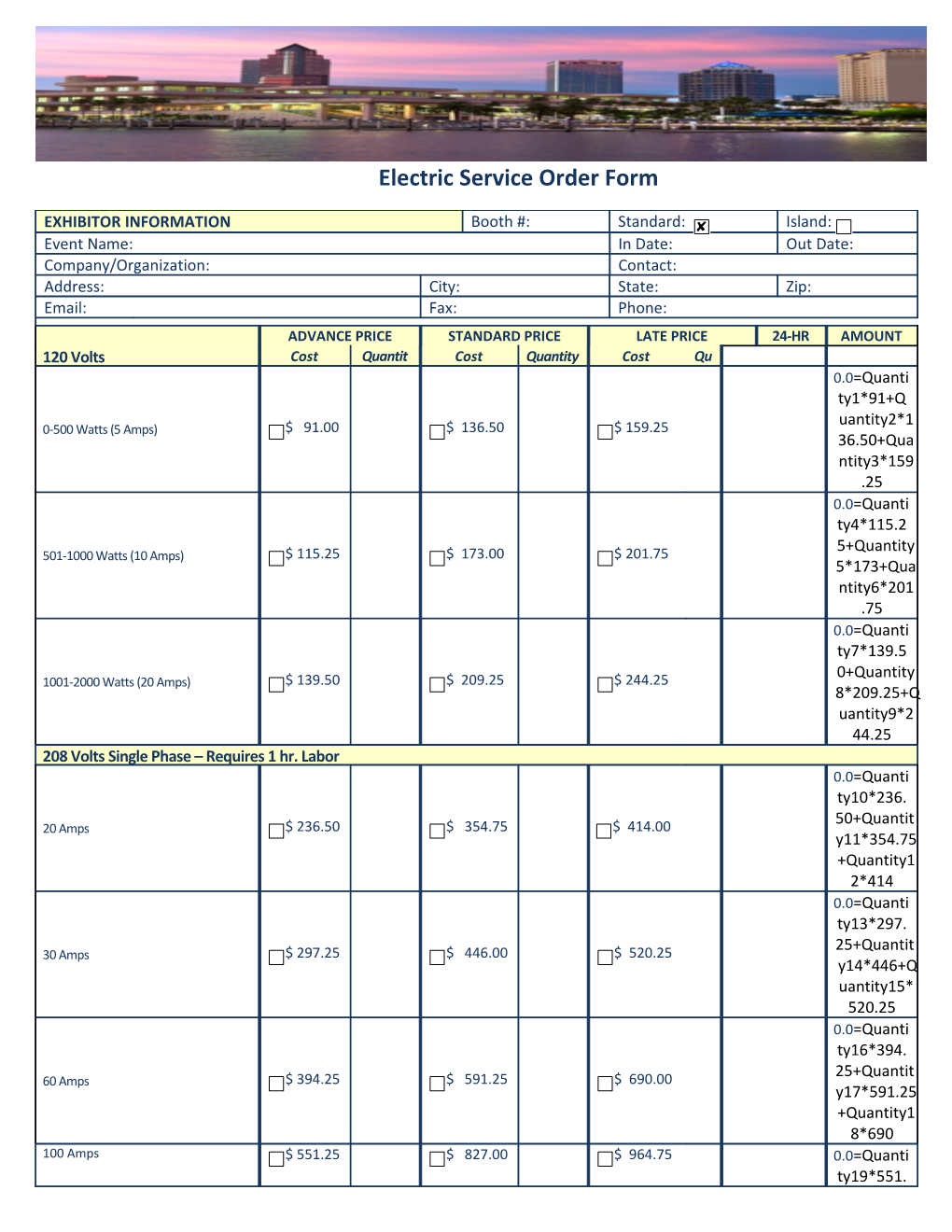 Electric Service Order Form