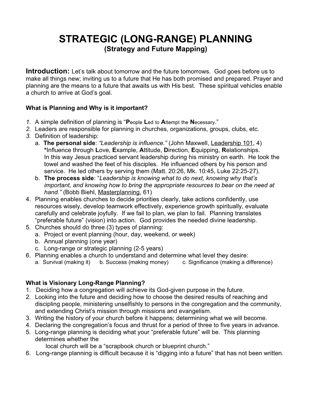 What Is Visionary Long-Range Planning