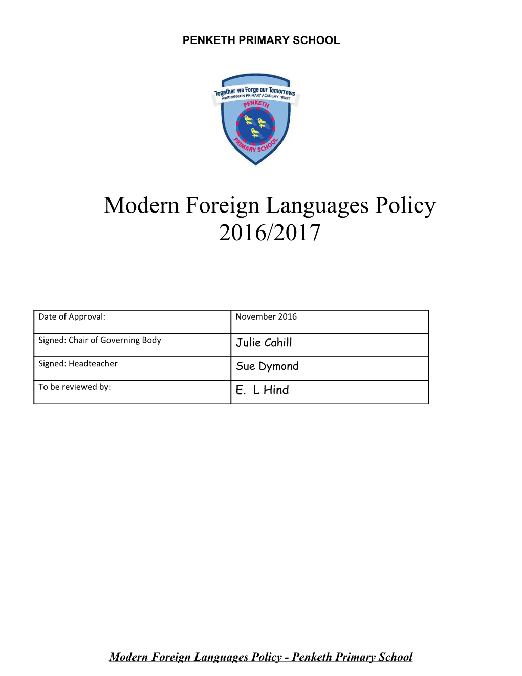 MFL Policy - Penketh Community Primary School