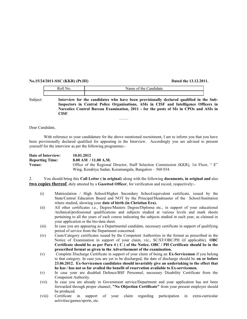 PROFILE of 31 CANDIDATES QUALIFIED in PAPER I & II and to BE CALLED for INTERVIEW for Sis