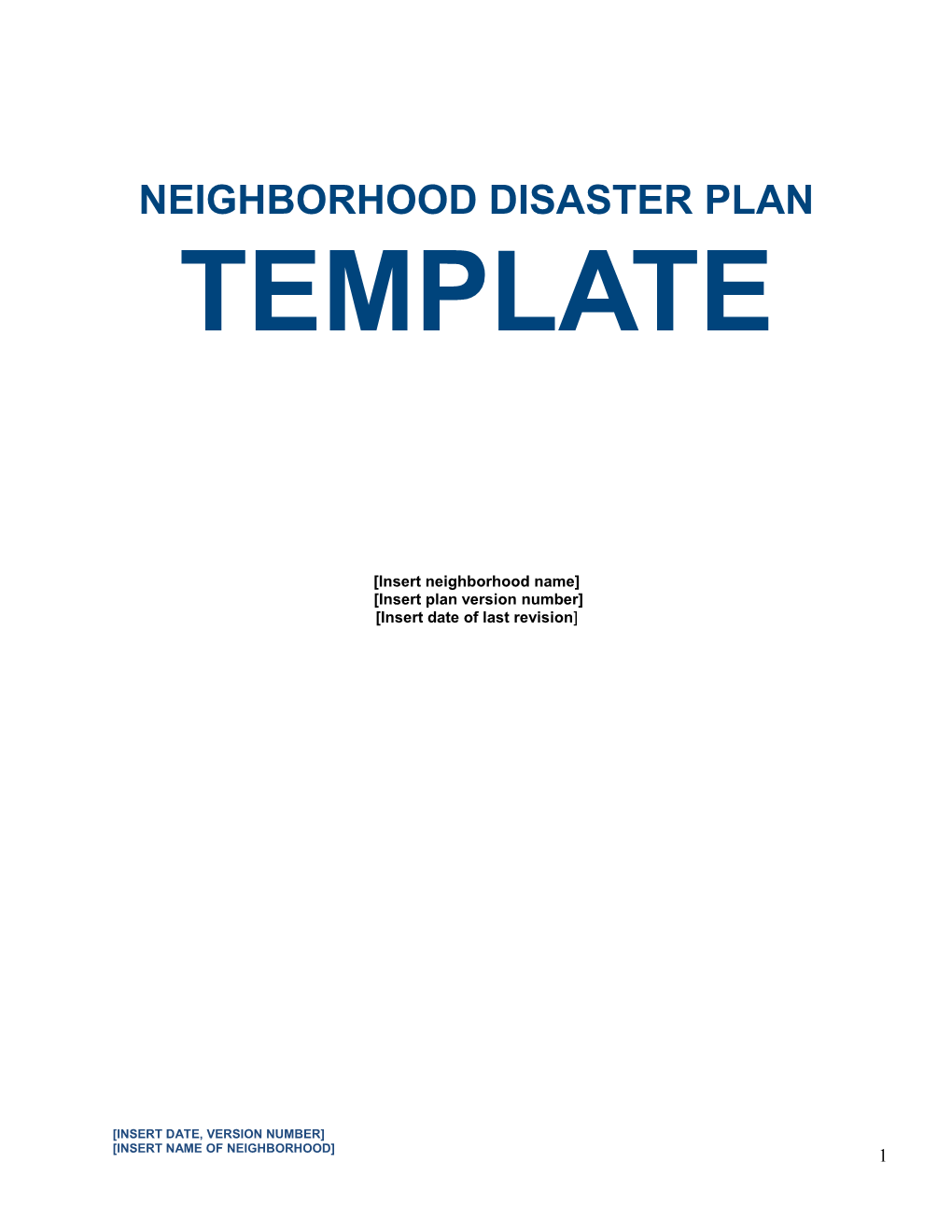 Neighborhood Disaster Plan
