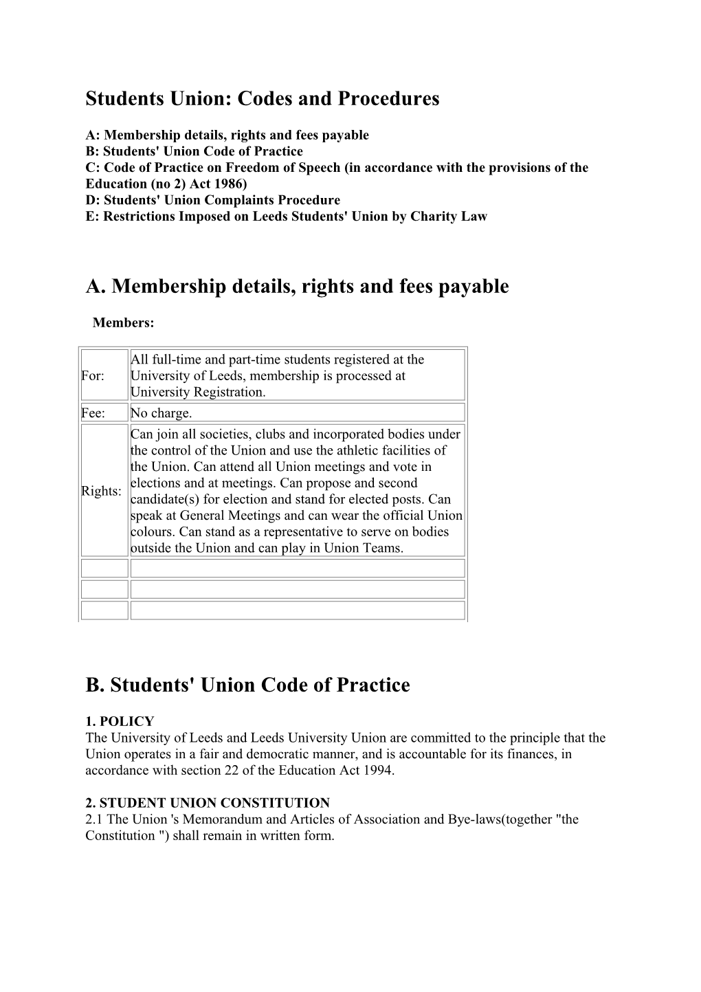 Students Union: Codes and Procedures