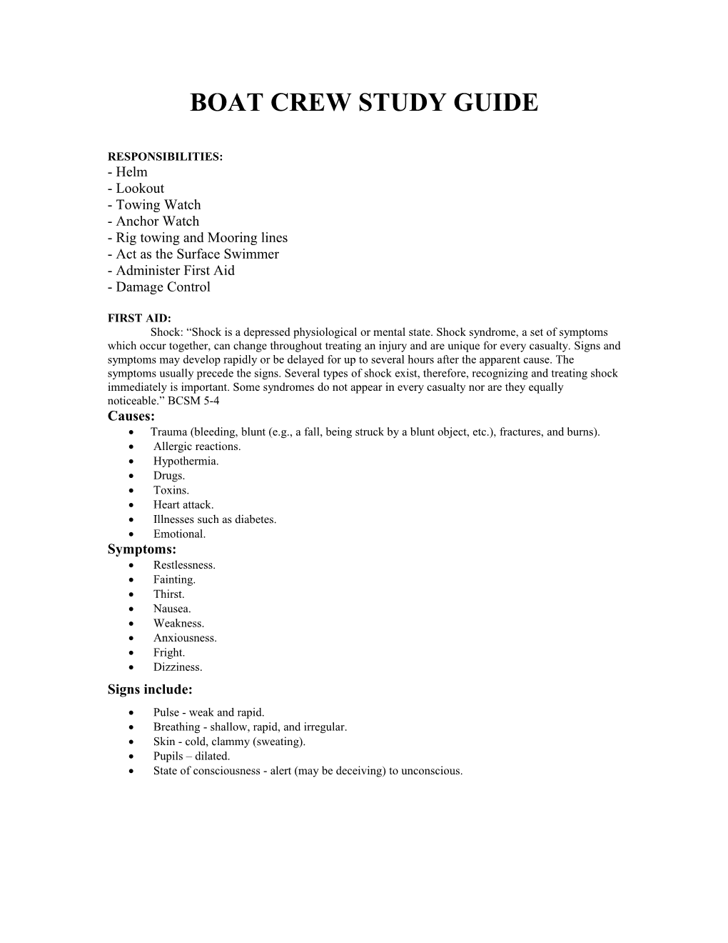 Boat Crew Study Guide