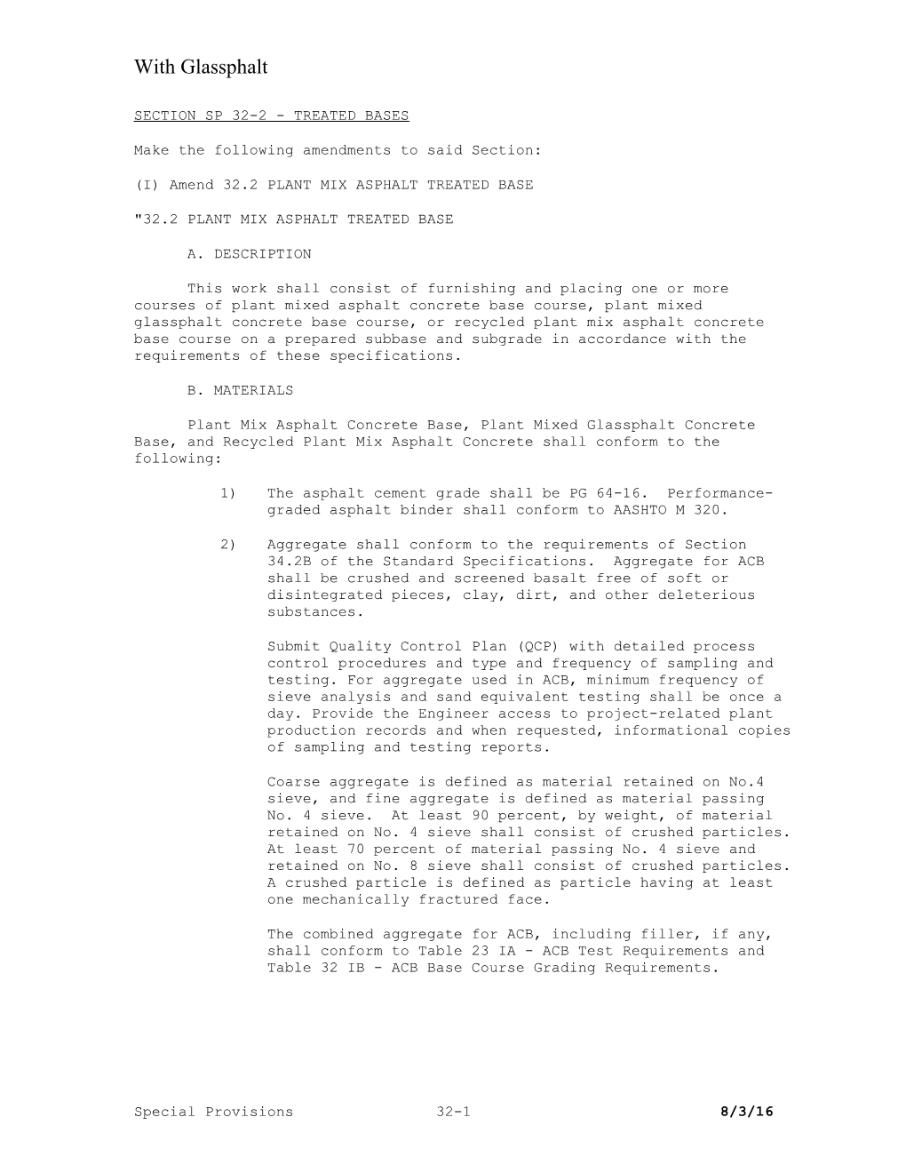 Section Sp 32 - Treated Bases