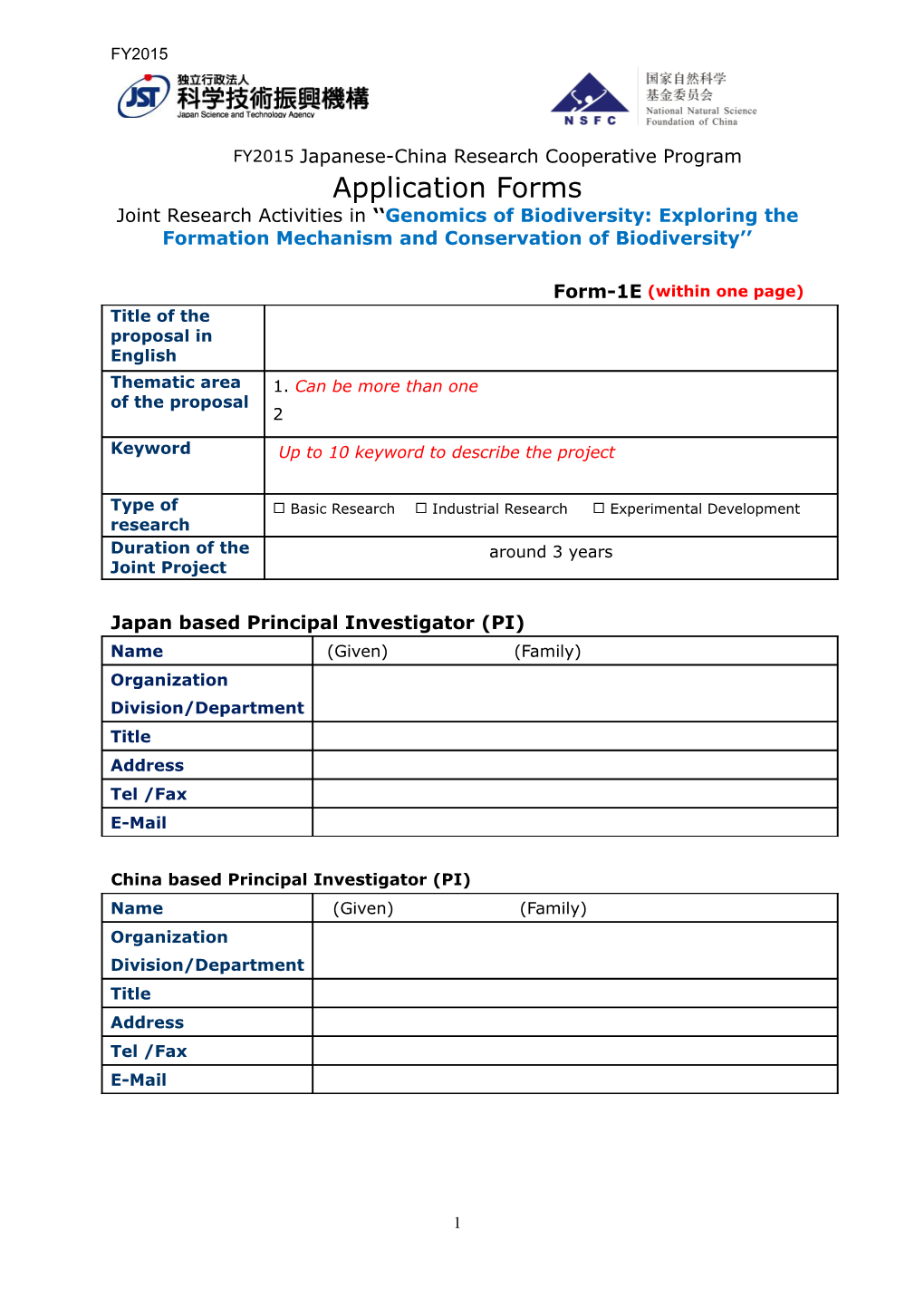 Fy2015japanese-China Research Cooperative Program