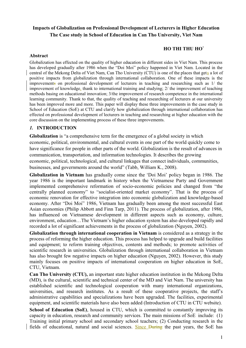 Effects of Globalization on Professional Development of Lecturers in Higher Education