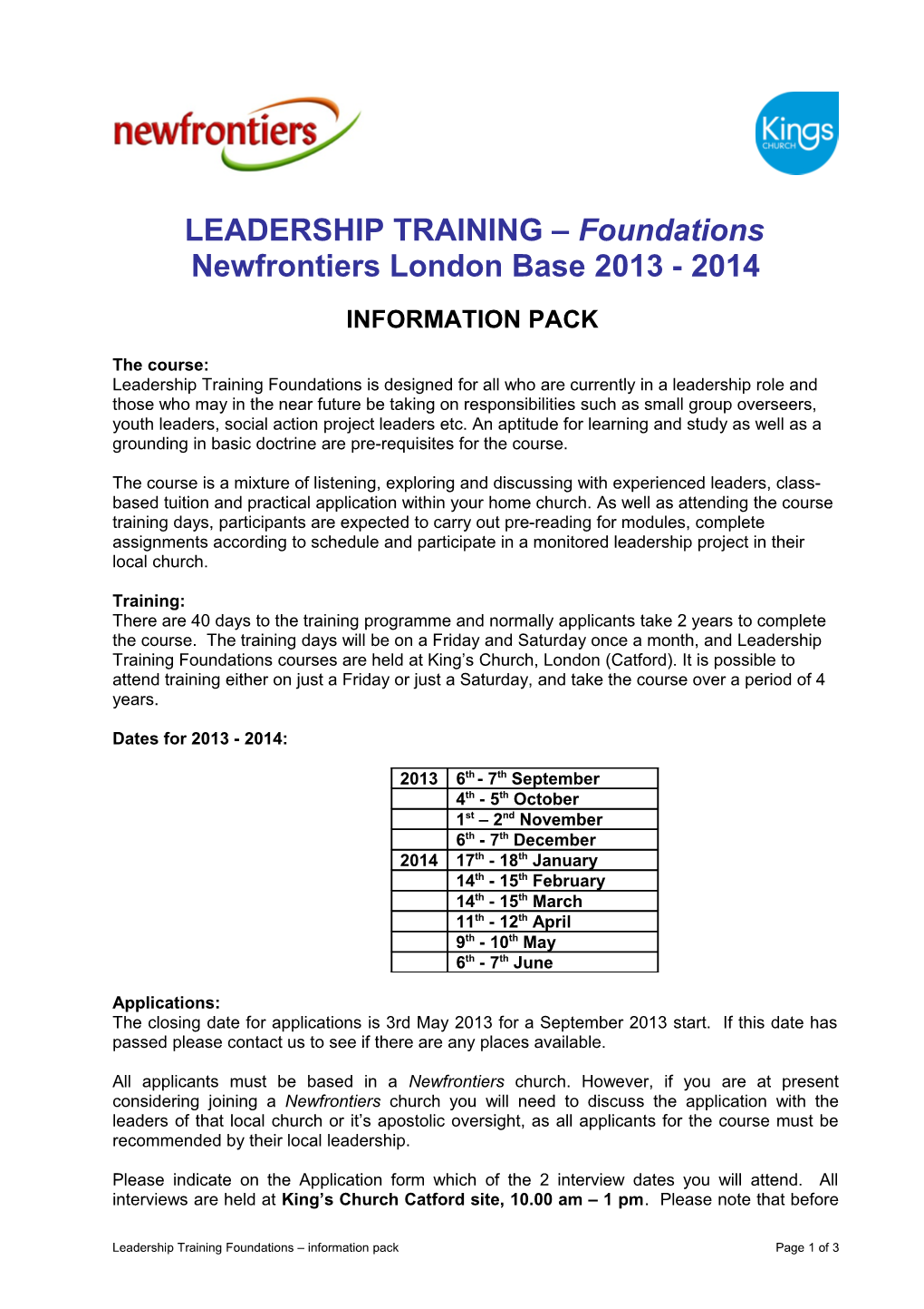 Leadership Training Foundations